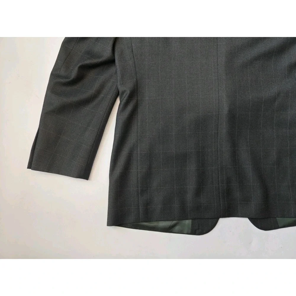 RBM Mens Wool Blazer Sports Coat 41R Gray Windowpane Canada 2 Button P606